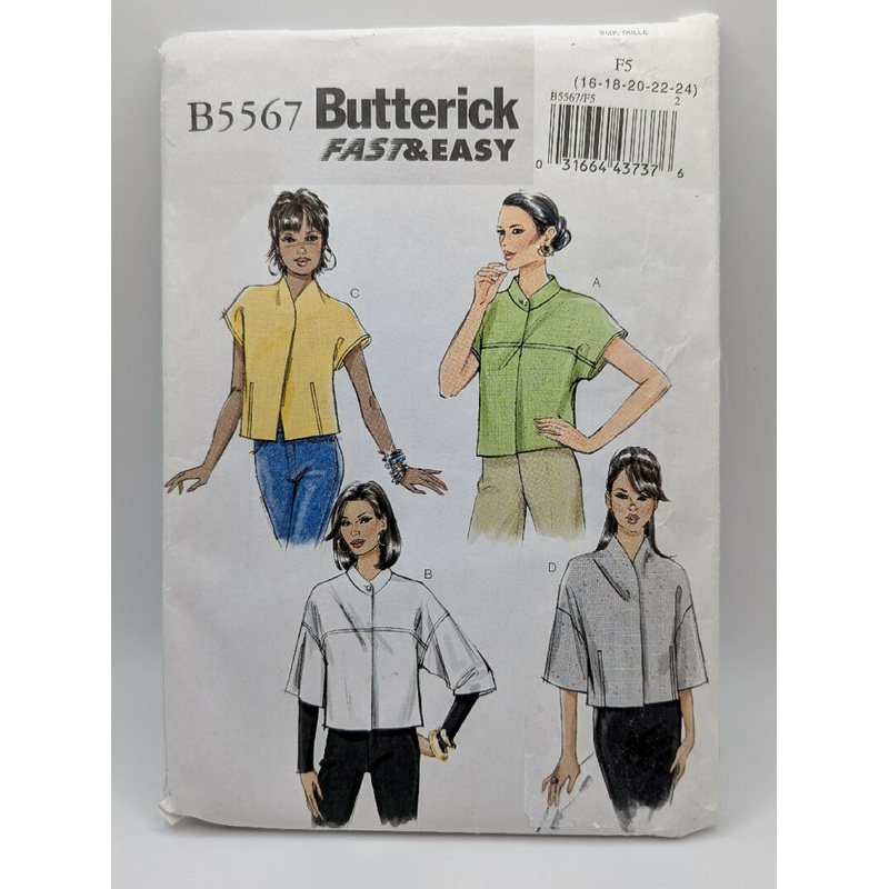 Butterick 5567 Fast & Easy Misses' Jacket Pattern Sizes 16-24