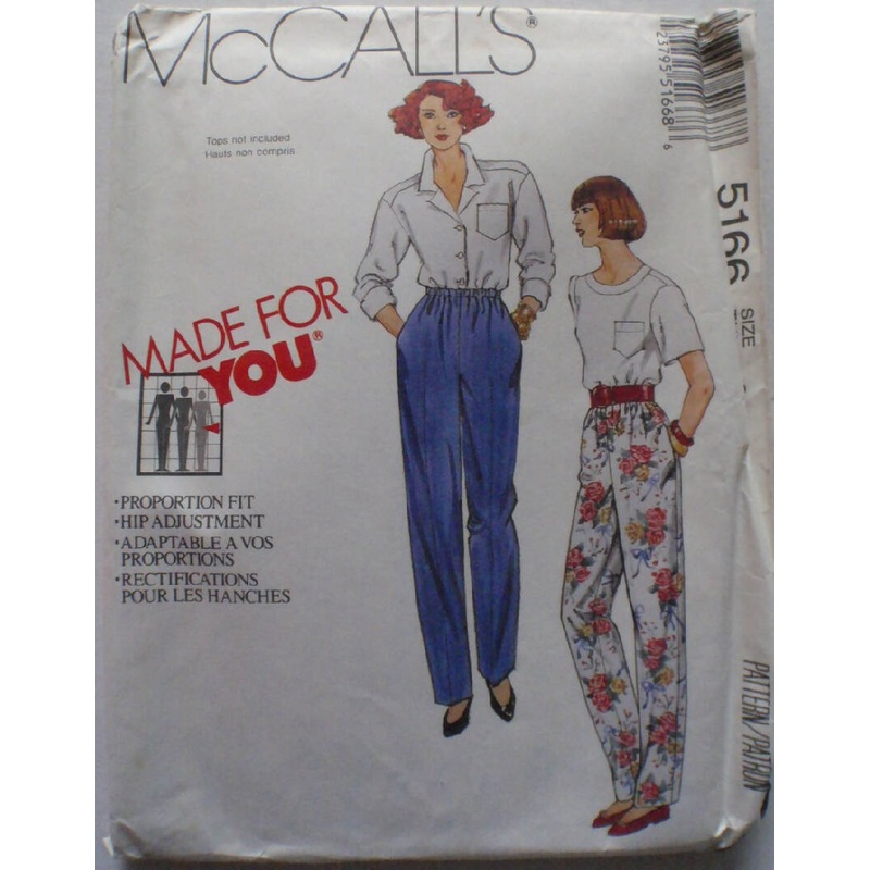 McCall's 5166 Height Proportioned Pants Pattern - Size 24, Waist 39 - Uncut