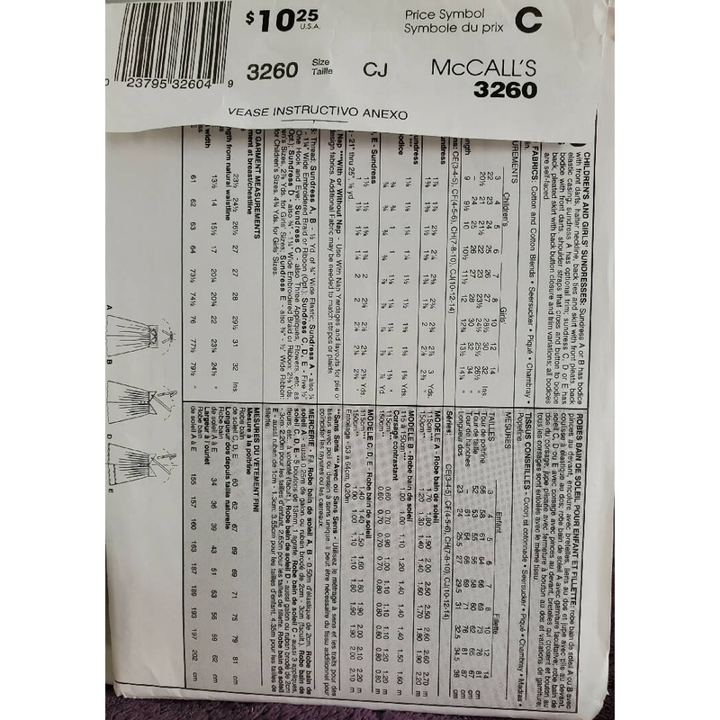 McCall's Uncut Pattern 3260