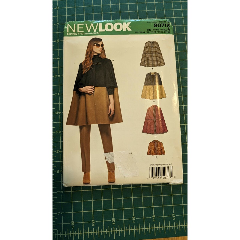 New Look S0713 Women's Cape Sewing Pattern Sizes XS-XL