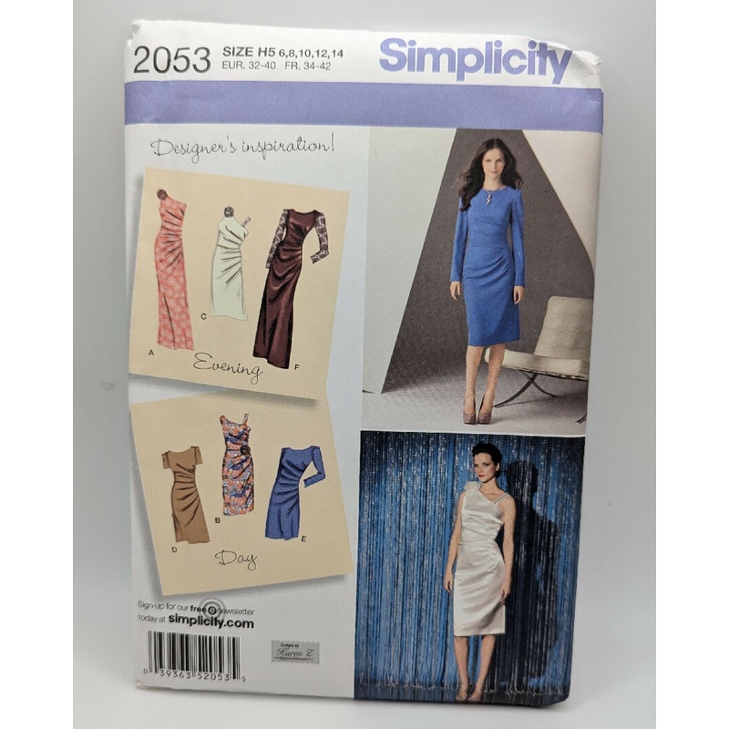Simplicity 2053 Misses' Dress 2 Lengths & Bodice Variations Pattern Sizes 6-14