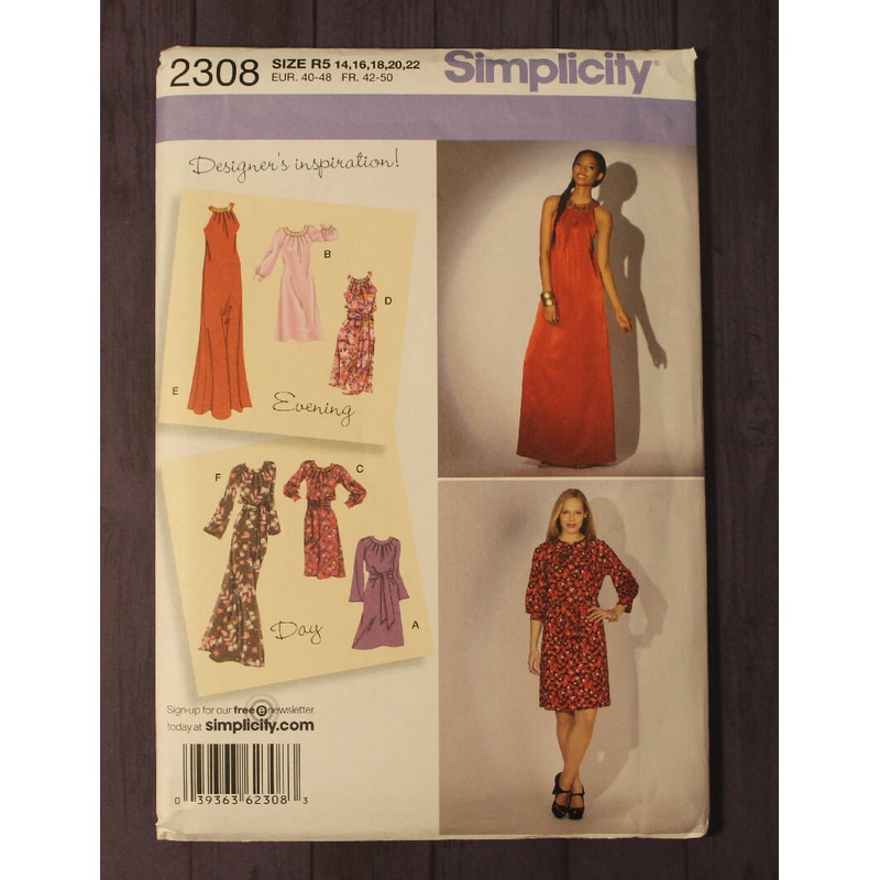 Simplicity 2308 Misses Dress with Variations and Sash