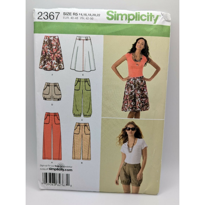 Simplicity 2367 Misses' Skirt, Shorts & Pants Pattern Sizes 14-22
