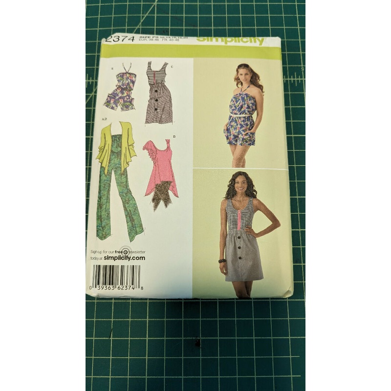 Simplicity 2374 Jumpsuit, Dress, Cardigan & Top Sewing Pattern Sizes 12-20