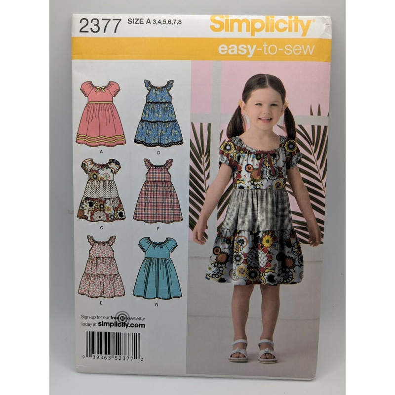 Simplicity 2377 Easy-to-Sew Child's Dress Pattern Sizes 3-8