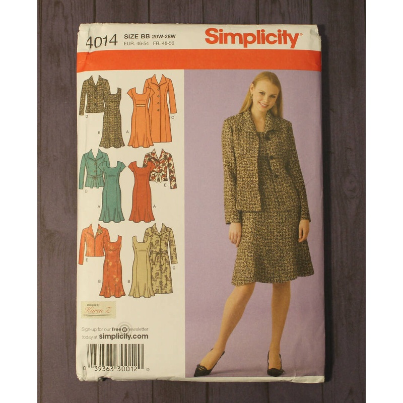 Simplicity 4014 Womens Coat or Jacket, Dress