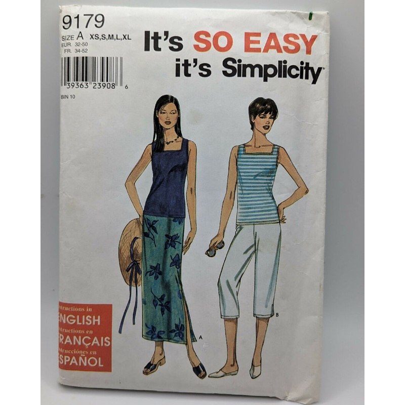 Simplicity 9179 It's So Easy Misses' Skirt, Capri Pants, Tank Top Pattern Sizes XS-XL