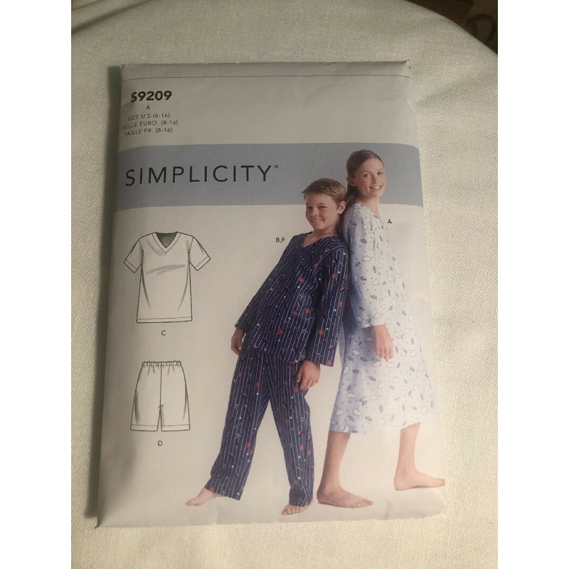 Simplicity S9209 Sewing Pattern Kids Pajamas