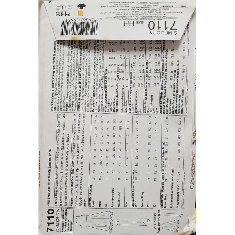Uncut Simplicity Pattern 7110 Daisy Kingdom