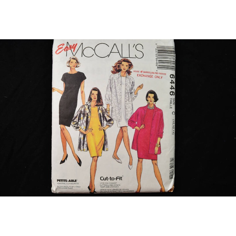 Vintage 1990 McCall's 6446 Sewing Pattern UNCUT - Misses Shirt, Jacket, Dress - Sizes 10 12 14