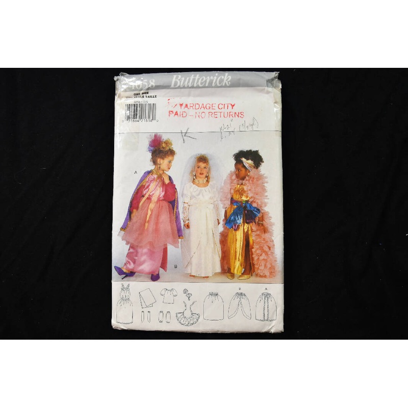 Vintage 1990s Butterick 4058 Sewing Pattern- UNCUT - One Size Fits Up to Girls Size 10 - Dress-Up Princess Costumes