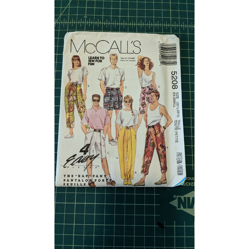 Vintage McCall's 5208 Learn to Sew for Fun Unisex Pants/Shorts Size XS Sewing Pattern