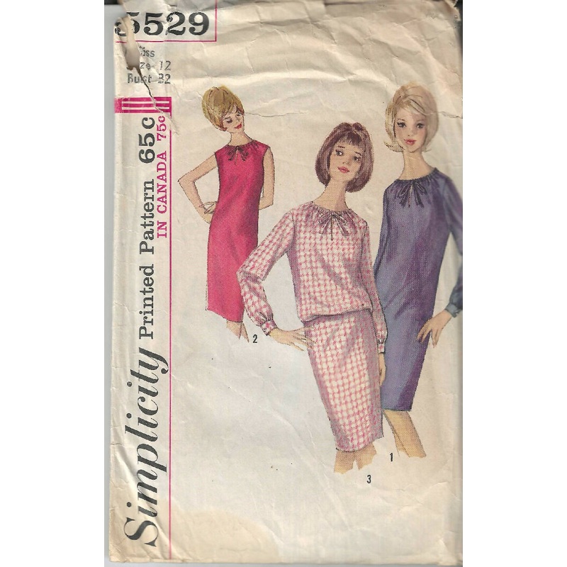Vintage Simplicity pattern #5529, dress, miss size 12 from 1964 - uncut