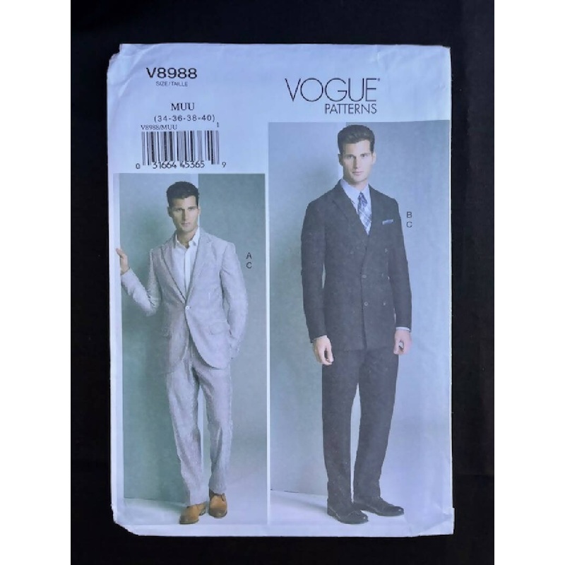 VOGUE MEN V8988 Mens Jacket and Pants (34-36-38-40)
