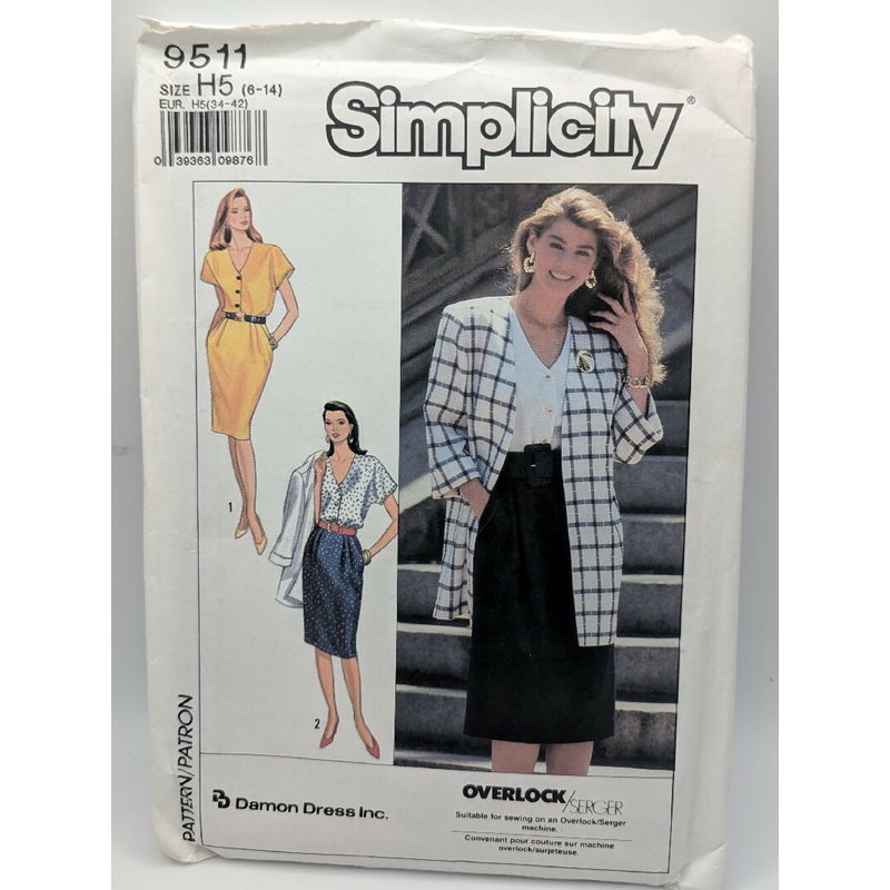 VTG Simplicity 9511 Misses' Dress & Unlined Jacket Pattern Sizes 6-14