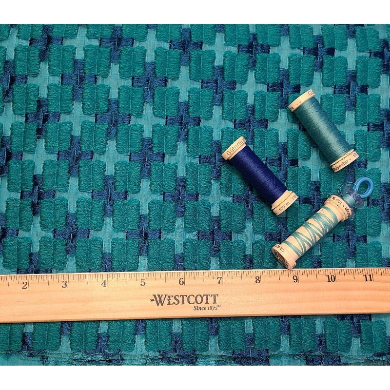 1 yard designer silk/wool embroidered organza