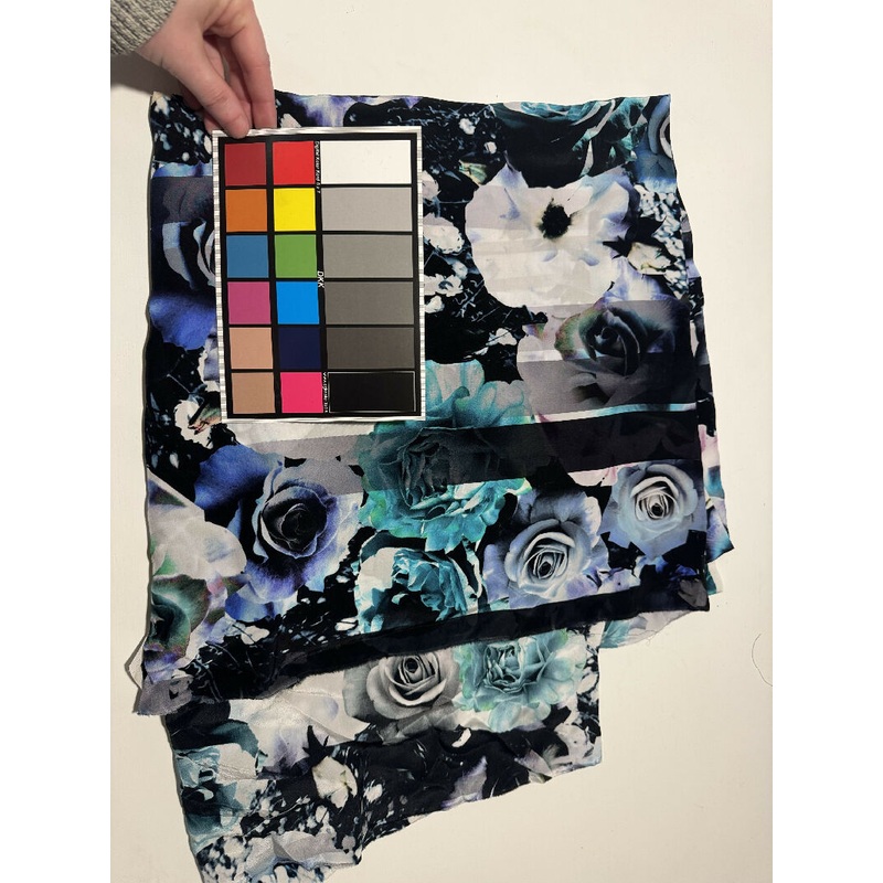 3yd Floral Rose Abstract Printed Silk Crepe de Chine