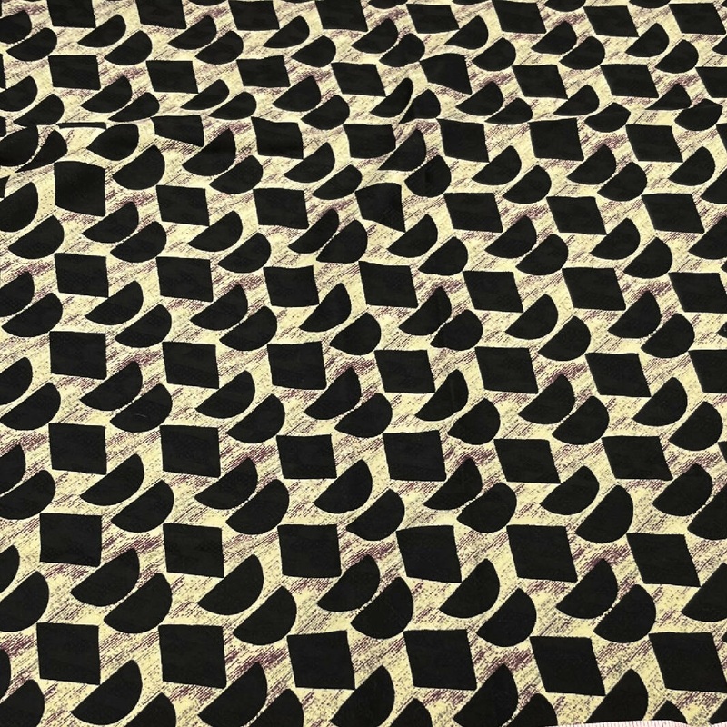 Black and Brown Geometric Print Silk Jacquard 1.25 Yds