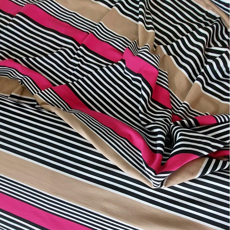Black Fuchsia Rayon Spandex Stripe JERSEY KNIT