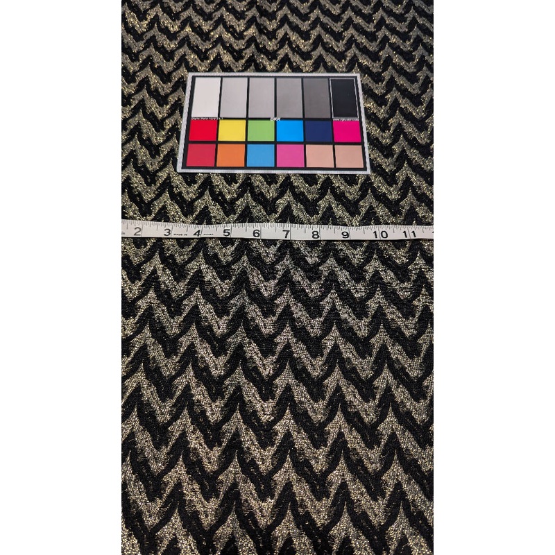 Black & Gold Chevron Synthetic Brocade Woven Fabric 58"W - 2 yds+