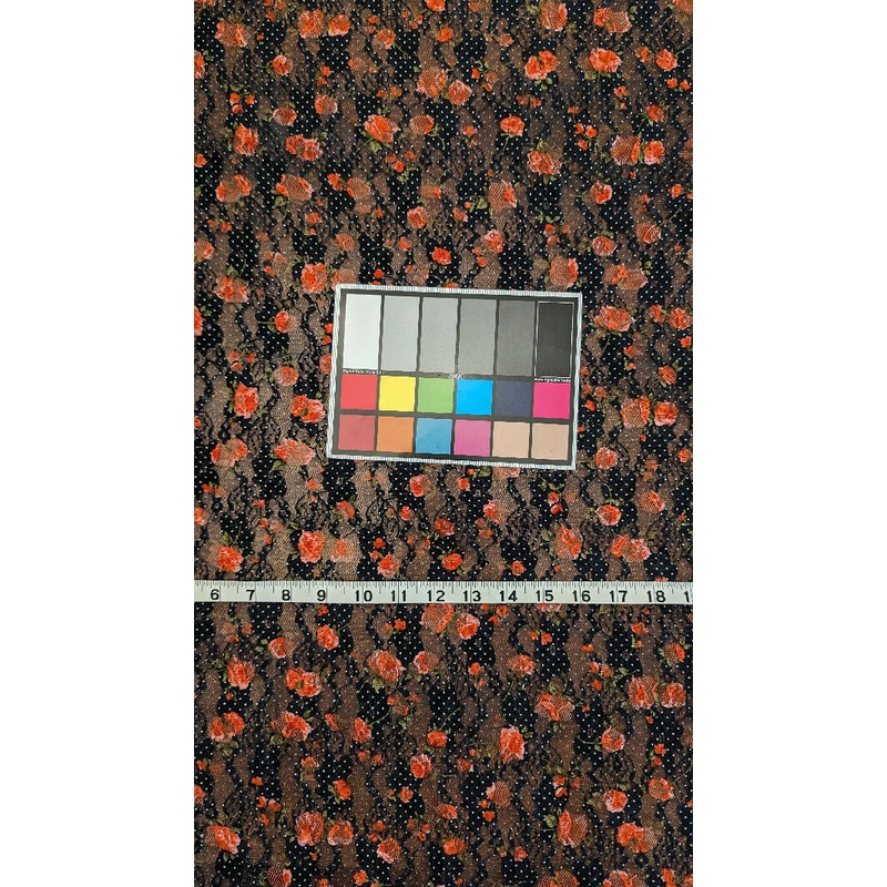 Black/Red/Pink/White Floral Polka Dot Print Stretch Lace 58" - 1 yd+