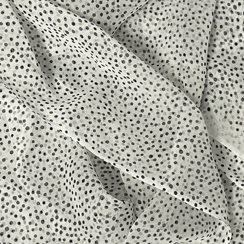 Black Small Polka Dot Silk Blend Chiffon - 5 Yds