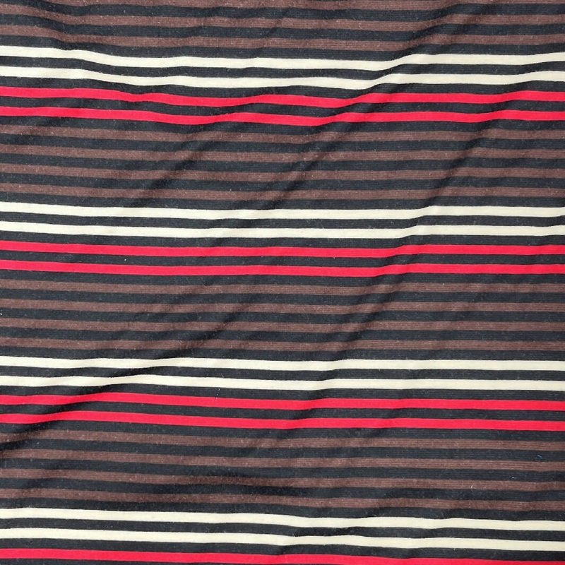 Brown Multi Striped Lightweight Synthetic Interlock Knit