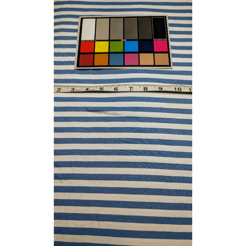 Carolina Blue/White Strip1e Cotton Interlock Knit Fabric 60"W x 44"L