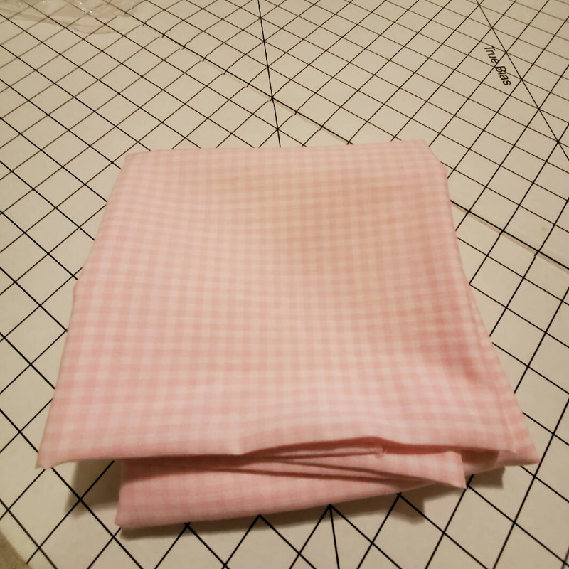 Gingham pink white light weight cotton 22 x 1yd + 21"