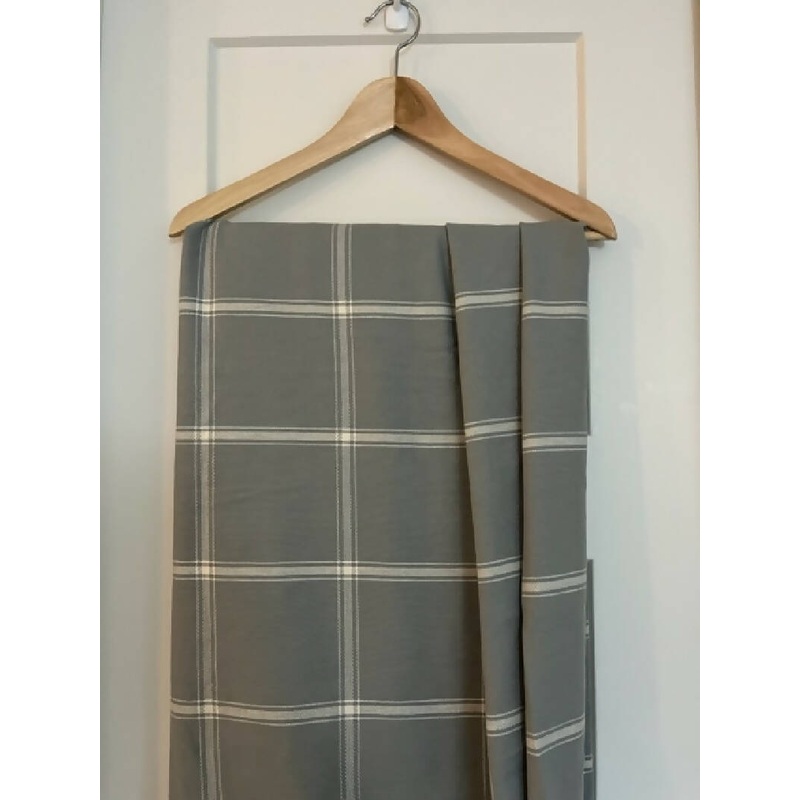 Gray and white wide plaid - bottomweight poly blend