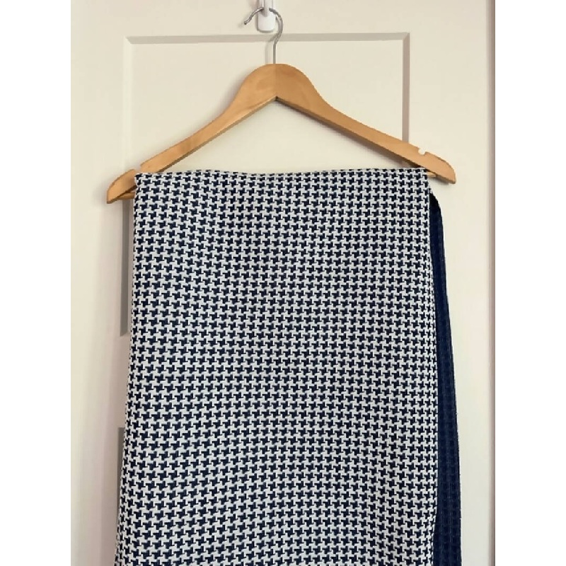 HOUNDSTOOTH - navy and white polyester double knit