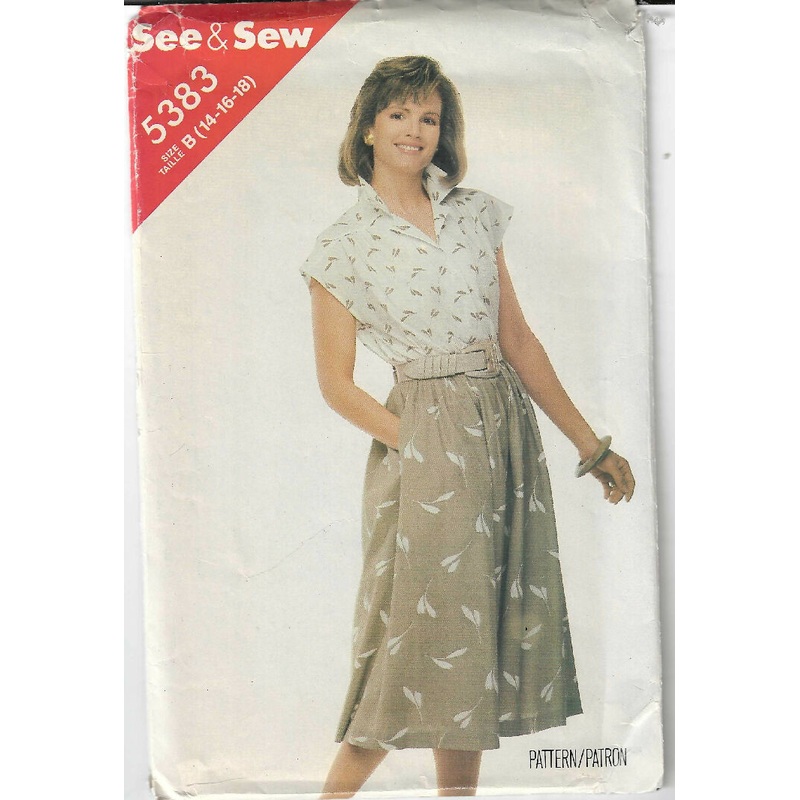 Misses' top and skirt pattern by See & Sew #5383 for sizes 14-18 - uncut