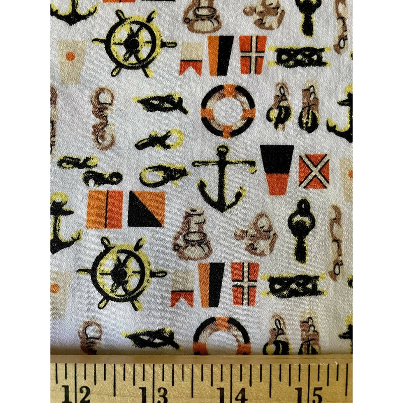 Nautical print stretch cotton sateen, 2.25 yds