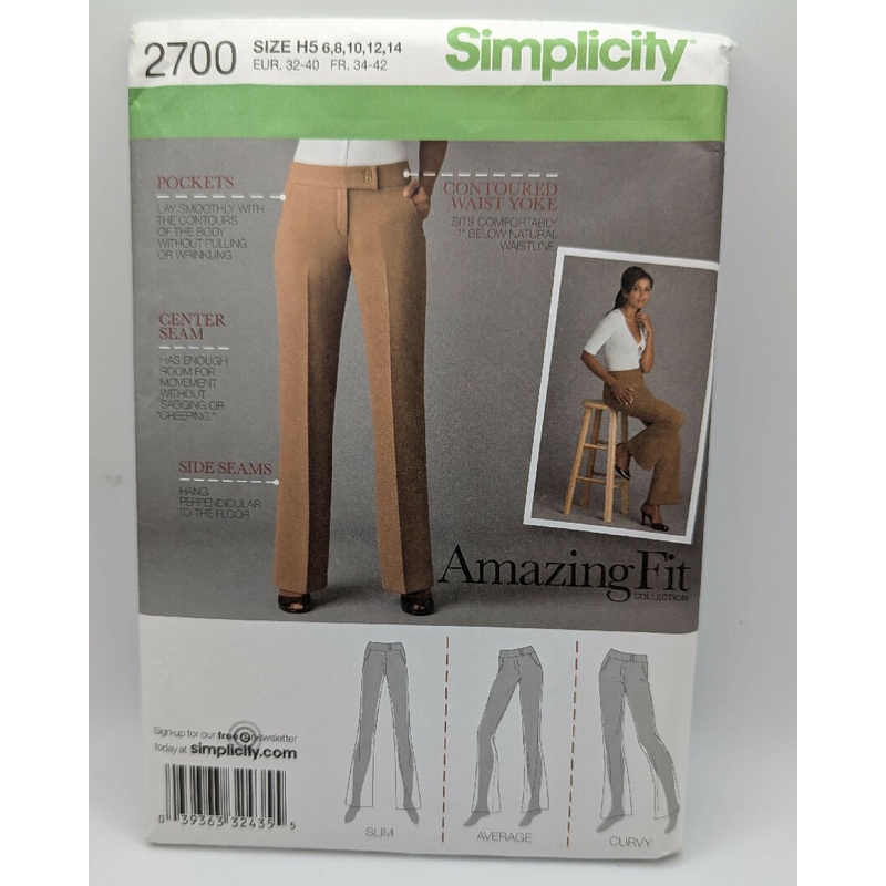 Simplicity 2700 Amazing Fit Misses' Pants Pattern Sizes 6-14