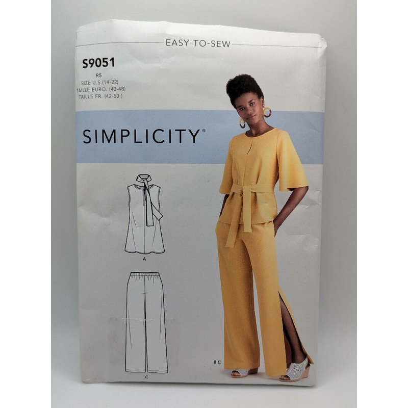 Simplicity 9051 Easy-to-Sew Misses Top, Belt & Pant Pattern Sizes 14-22