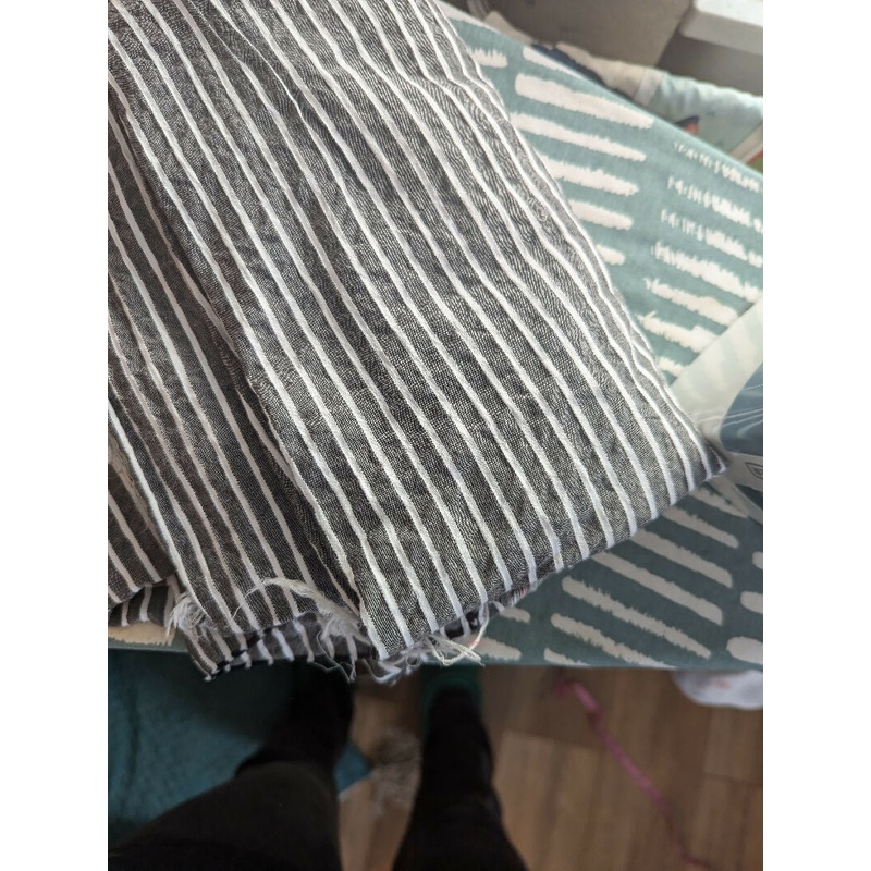 Striped Cotton Lyocell Blend Seersucker - Charcoal/White - 2 meters