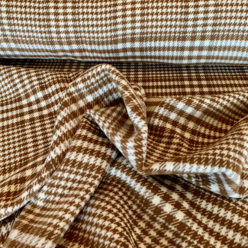Tan and Cream Plaid Wool - Yardage