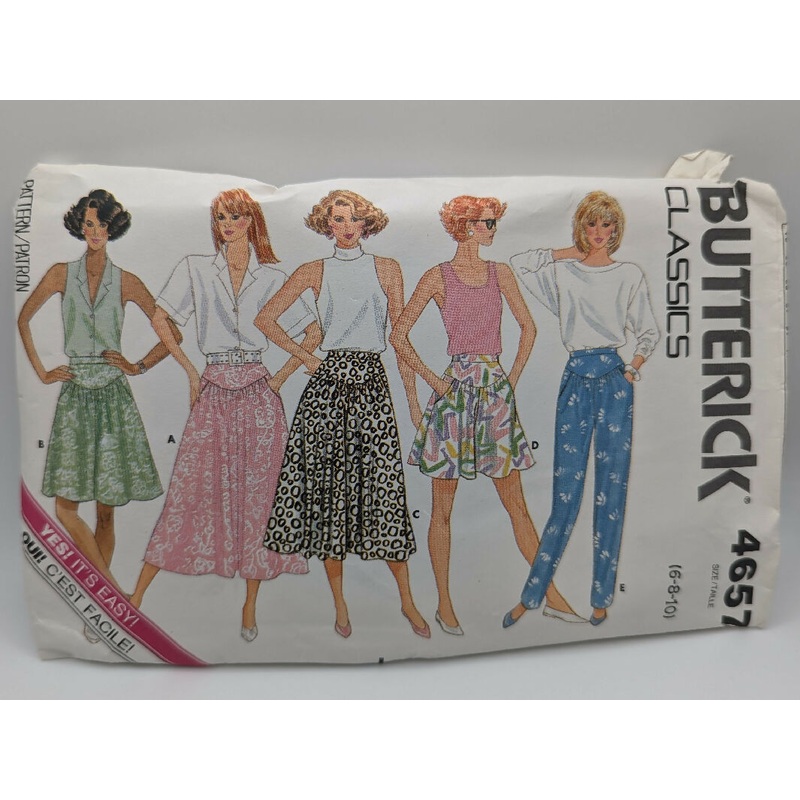 VTG Butterick 4657 Classics Misses' Skirt, Culottes & Pants Pattern Size 6-10