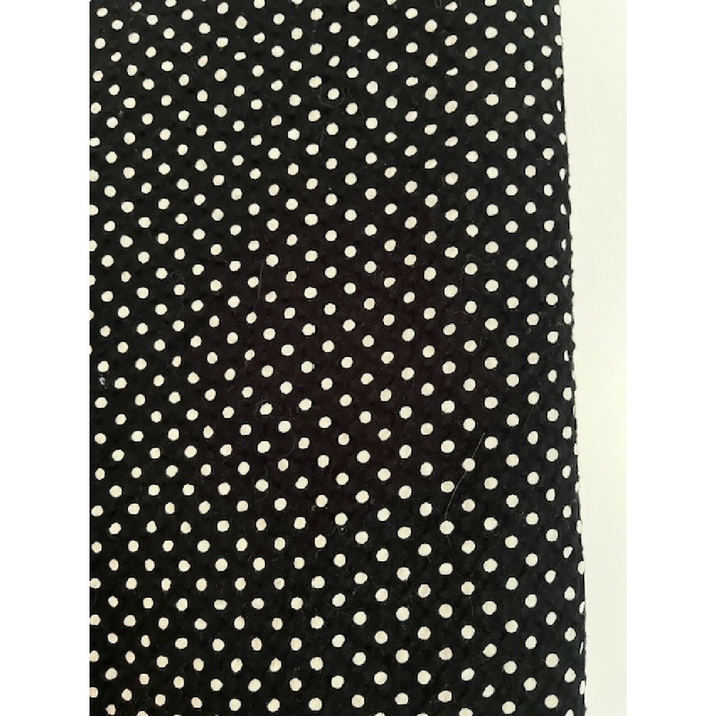 White polka dots on black - seersucker fabric