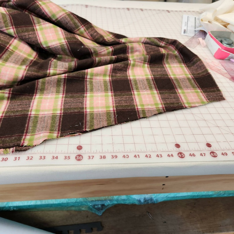 3 yatds Vintage plaid wool type fabric