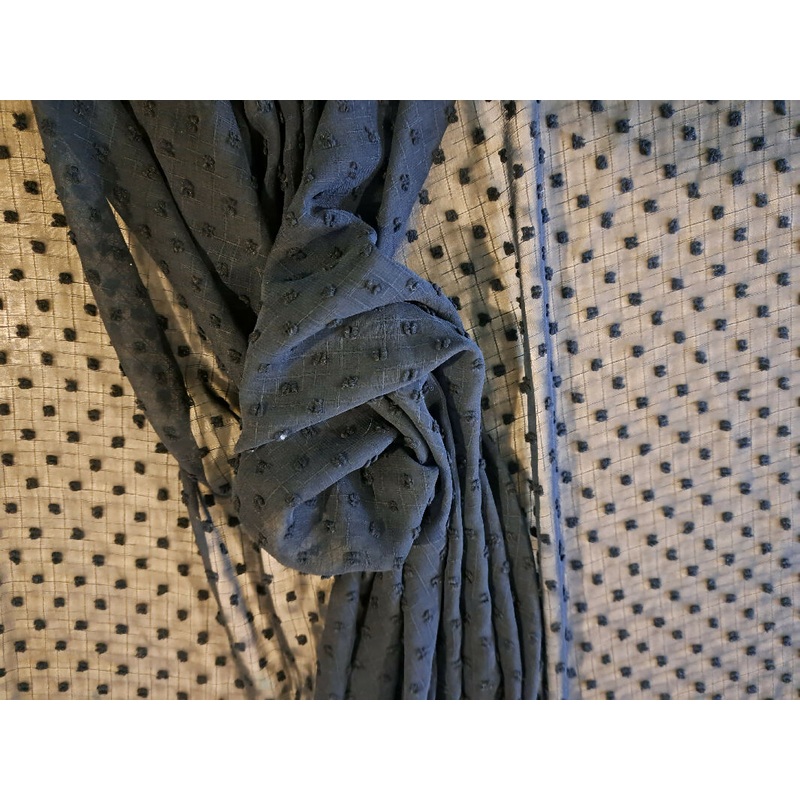 Black Sheer with Riased Dot pattern - 1.5 yards