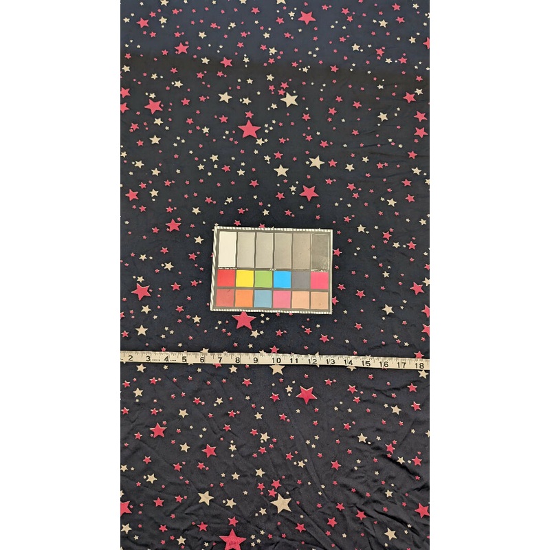 Black w/ Pink/White Stars Dance/Swim Knit Fabric 59"W - 1 1/4 yd