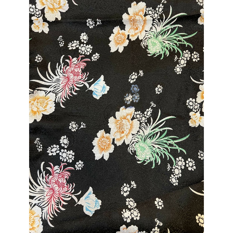 Colorful Floral Black Jacquard Brocade