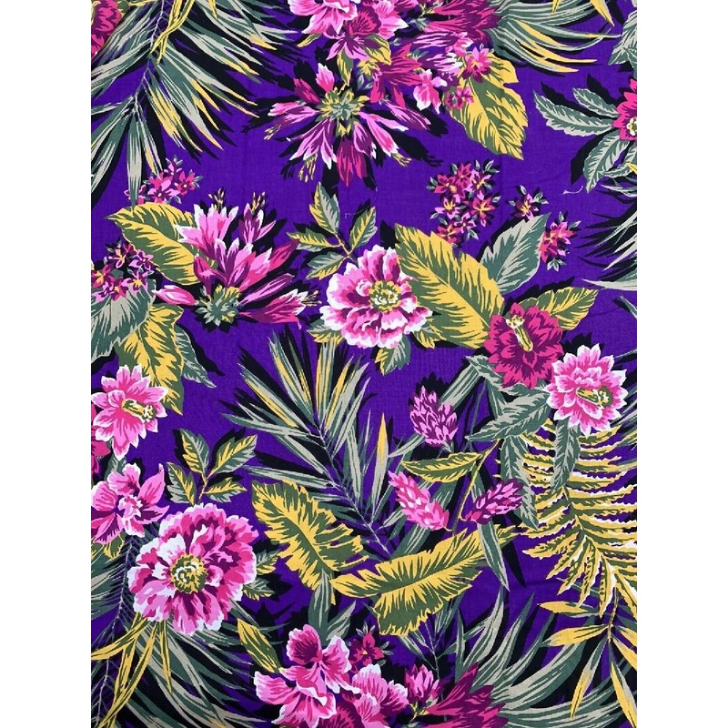 Cranston Print Works Purple Hawaiian Print Fabric 1y+18"x58" Plus off cuts