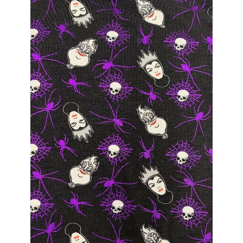 Disney Villains Toss With Foil Purple Black Spiders Ursula Maleficent Knit 2yrds