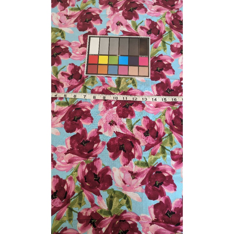 Fuchsia Pink Floral Print Rayon Challis Woven Fabric 52"W - 4 1/2 yds