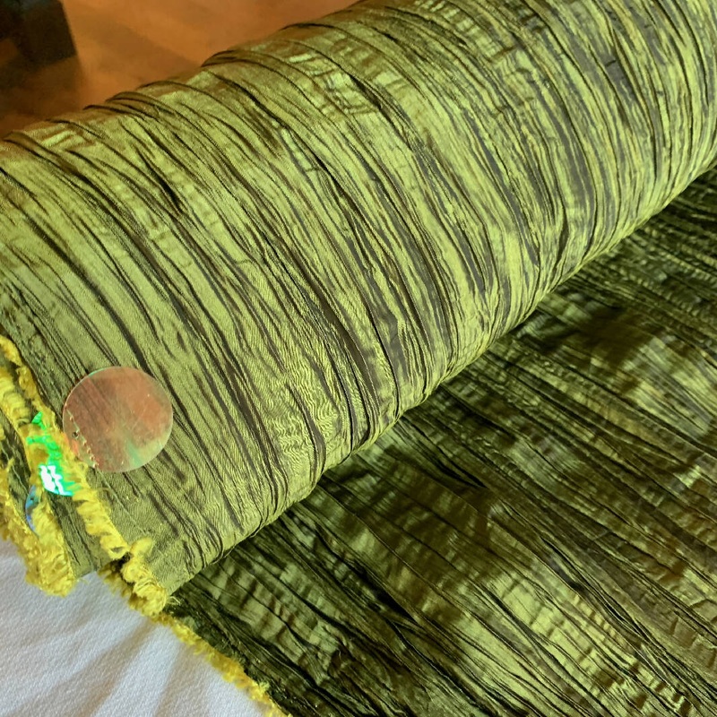 Olive Crinkle Taffeta - Yardage