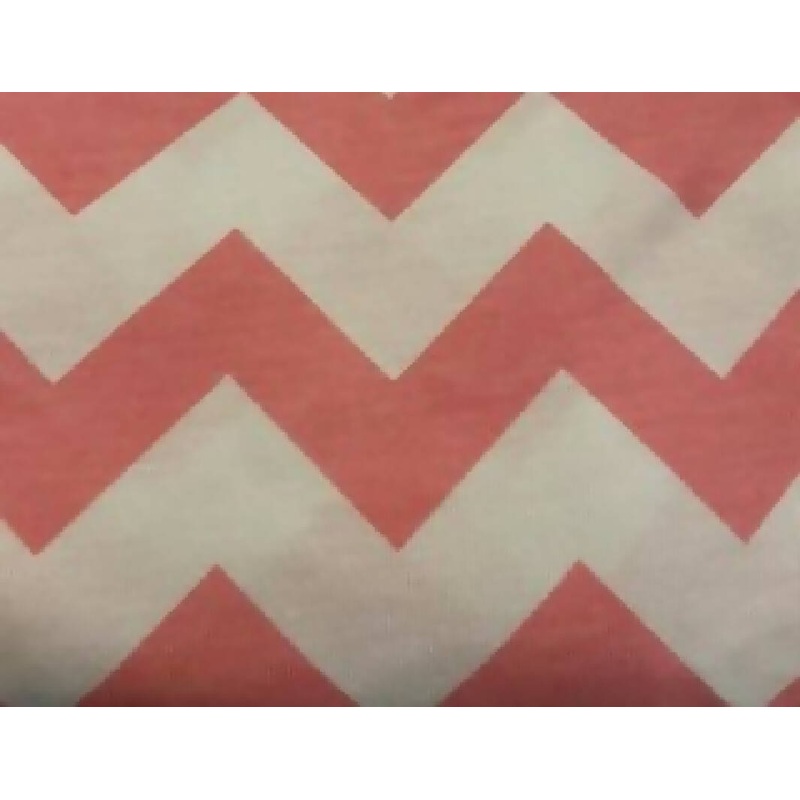Pink and White Medium Chevron Rayon Fabric