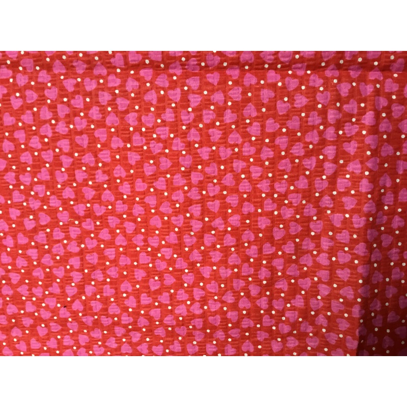 Red with pink hearts seersucker