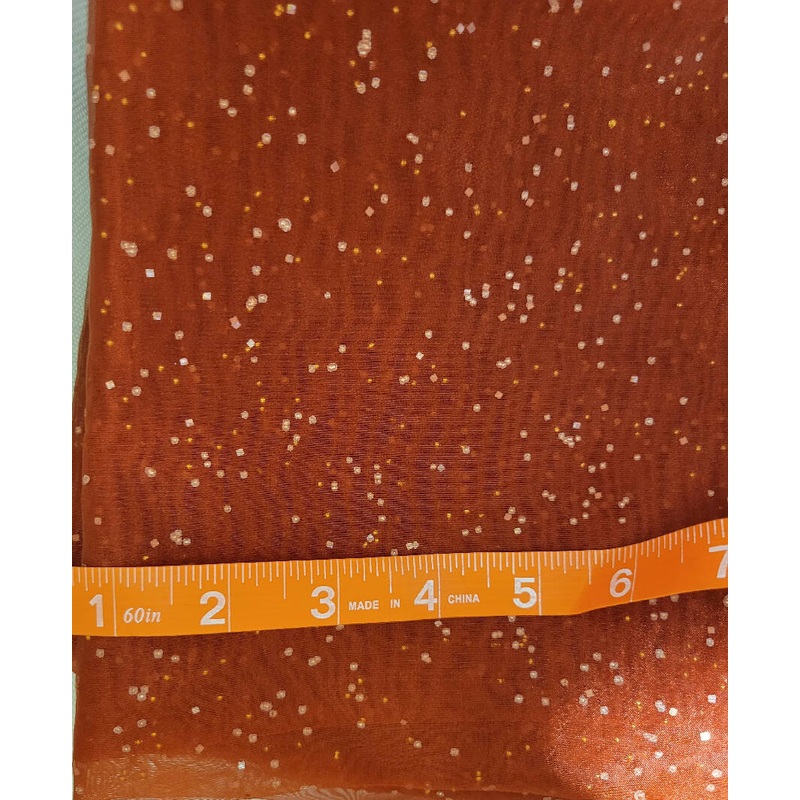 Rusty Orange sheer with glitter 1 yard x 60"